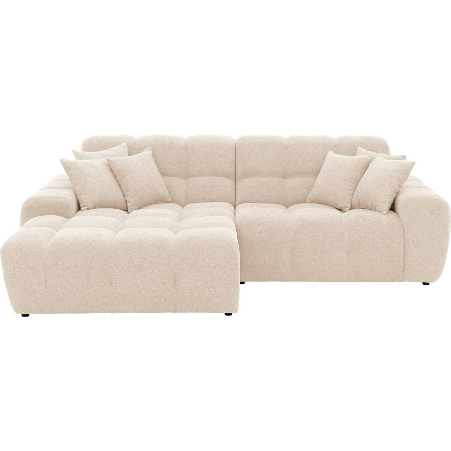 Goossens Excellent Bank Kubus - 30 X 30 Cm Stiksel wit, stof, 1,5-zits, modern design met chaise longue links afbeelding 1