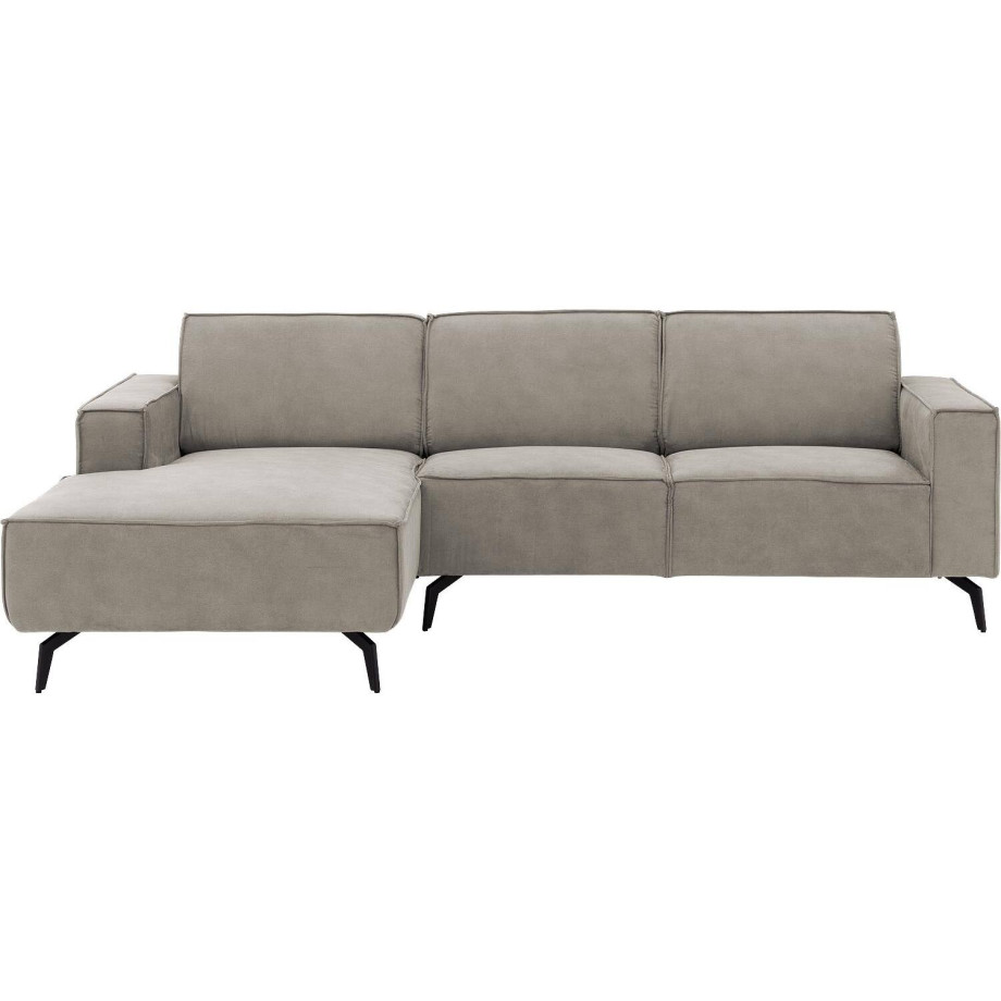 Goossens Hoekbank Hercules grijs, microvezel, 2-zits, modern design met chaise longue links afbeelding 1