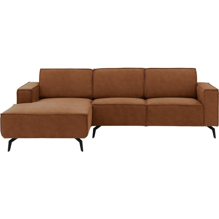 Goossens Hoekbank Hercules bruin, microvezel, 2-zits, modern design met chaise longue links afbeelding 1