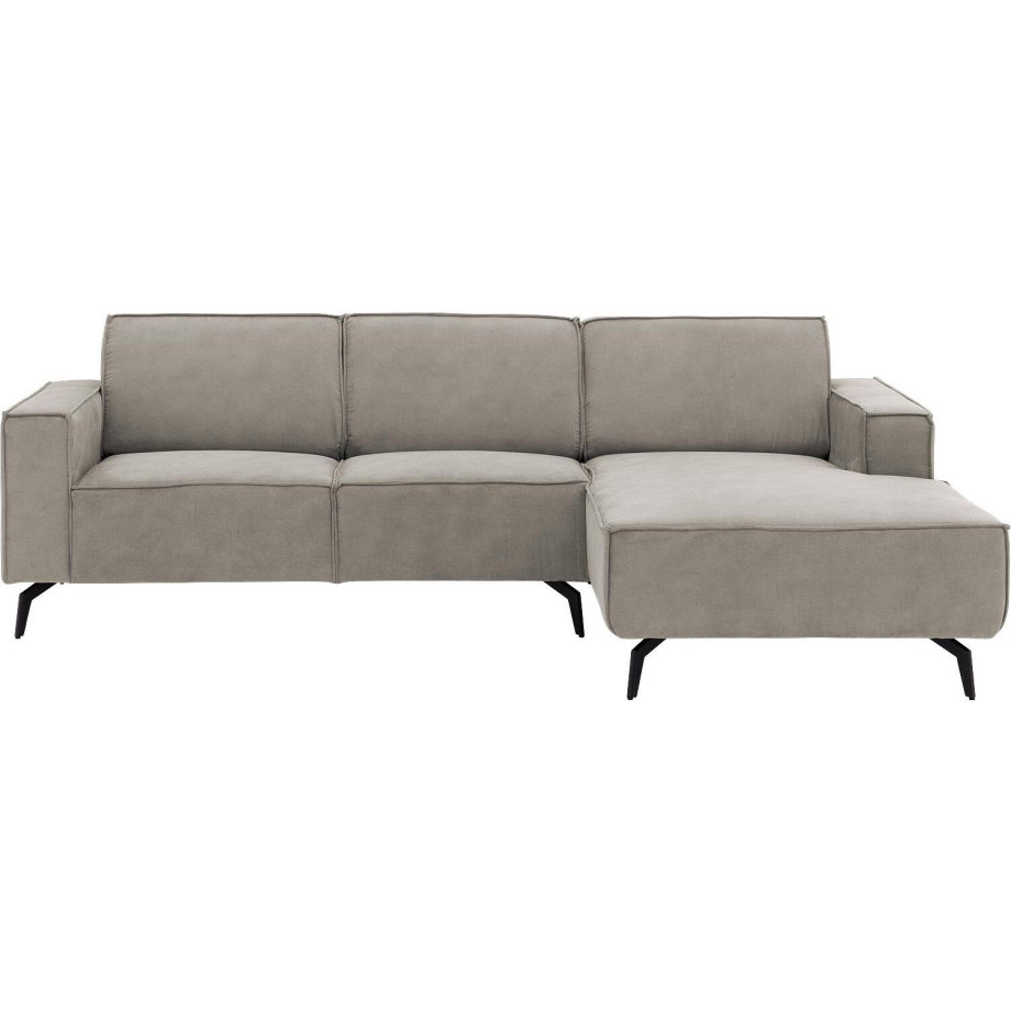 Goossens Hoekbank Hercules grijs, microvezel, 2-zits, modern design met chaise longue rechts afbeelding 1