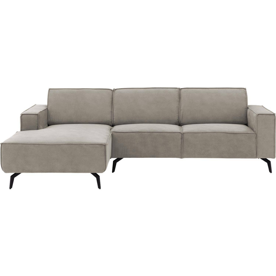 Goossens Hoekbank Hercules grijs, microvezel, 2,5-zits, modern design met chaise longue links afbeelding 1