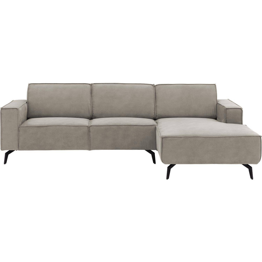 Goossens Hoekbank Hercules grijs, microvezel, 2,5-zits, modern design met chaise longue rechts afbeelding 1