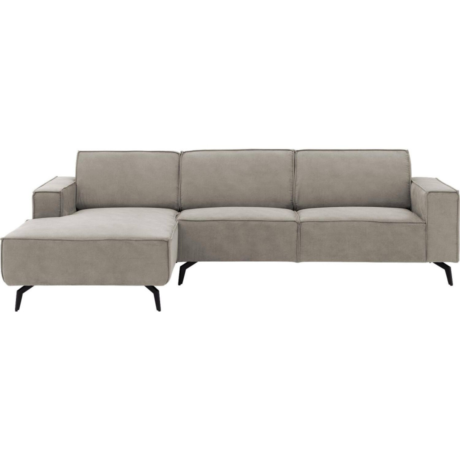 Goossens Hoekbank Hercules grijs, microvezel, 3-zits, modern design met chaise longue links afbeelding 1