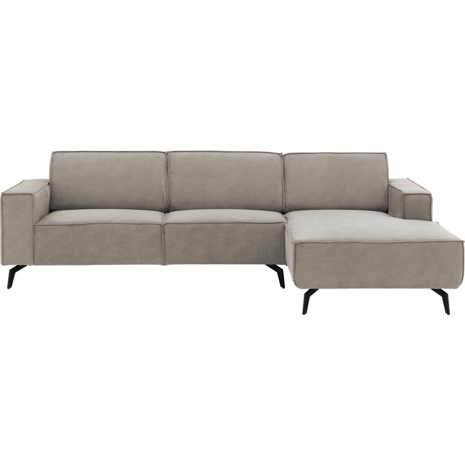 Goossens Hoekbank Hercules grijs, microvezel, 3-zits, modern design met chaise longue rechts afbeelding 1