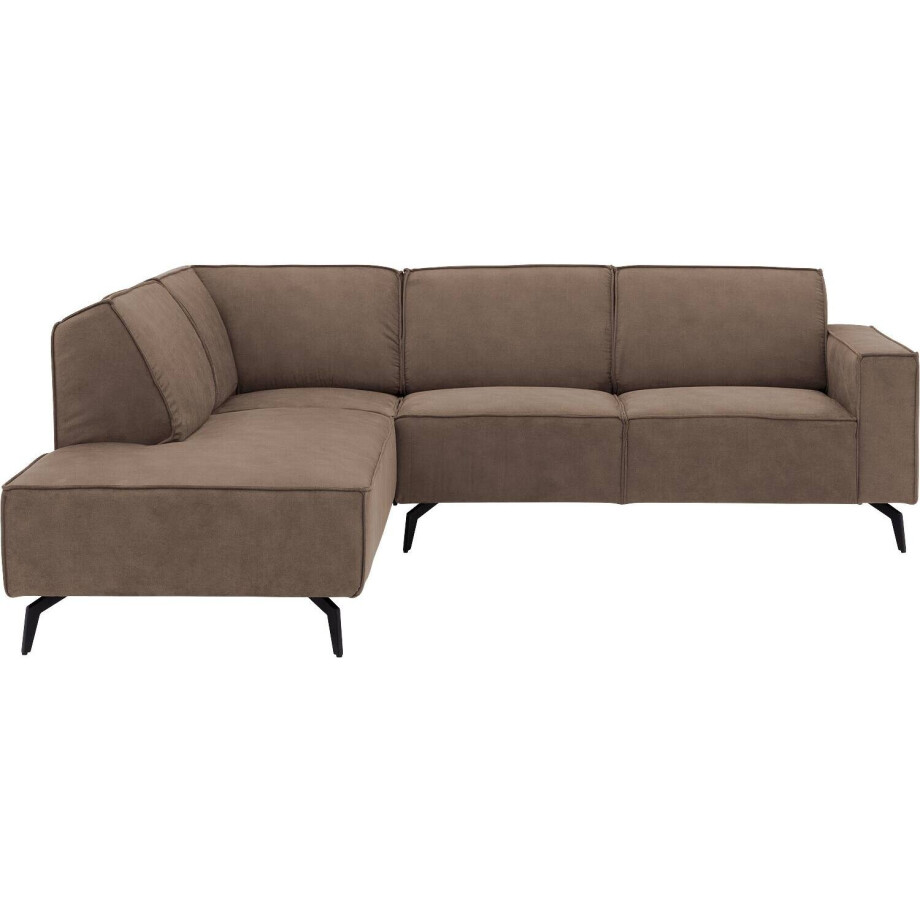 Goossens Hoekbank Hercules bruin, microvezel, 2-zits, modern design met ligelement links Goossens Hoekbank Hercules bruin, microvezel, 2-zits, modern design met ligelement links afbeelding 1