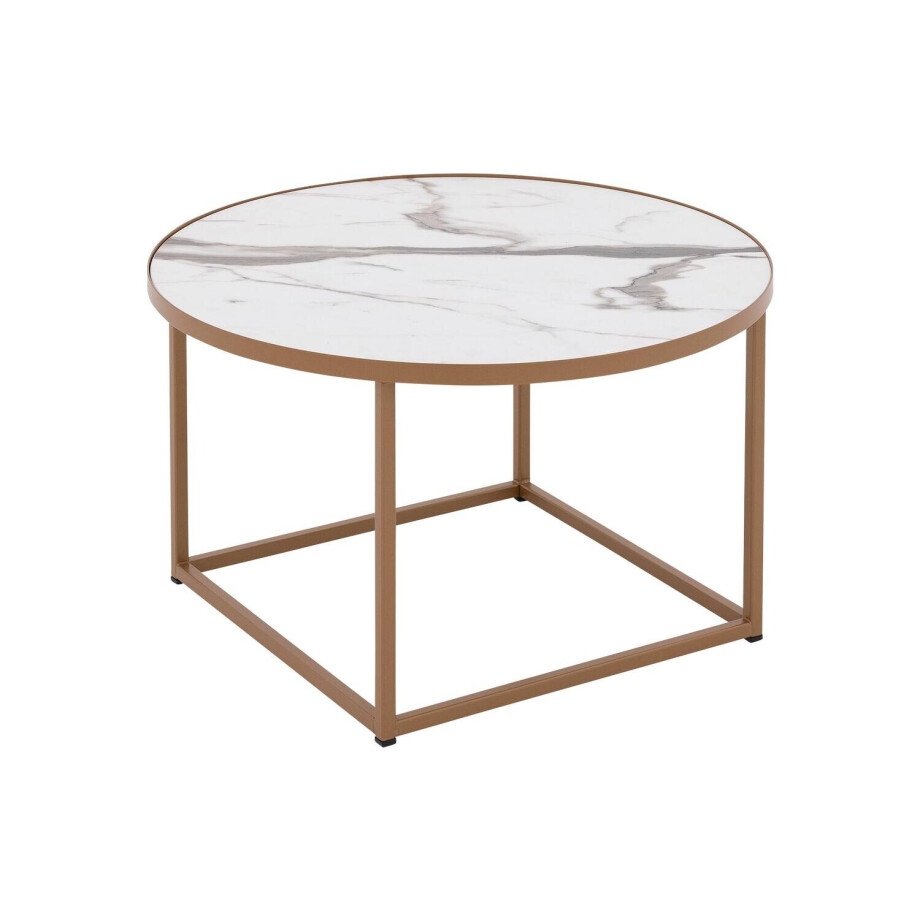 Goossens Salontafel Livia rond, hpl zwart, modern design, 61 x 35 x 61 cm afbeelding 1
