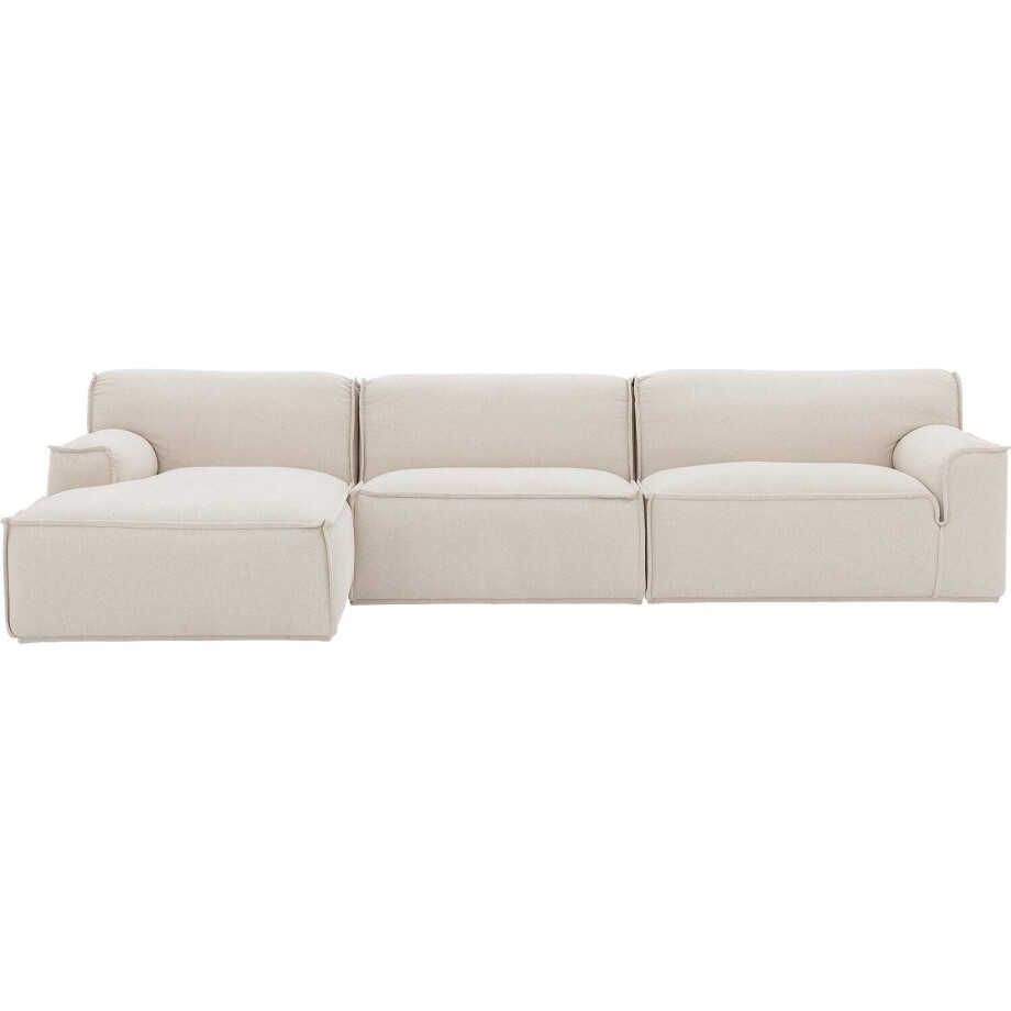 Goossens Excellent Bank Sens wit, stof, 1,5-zits, urban industrieel met chaise longue links afbeelding 1