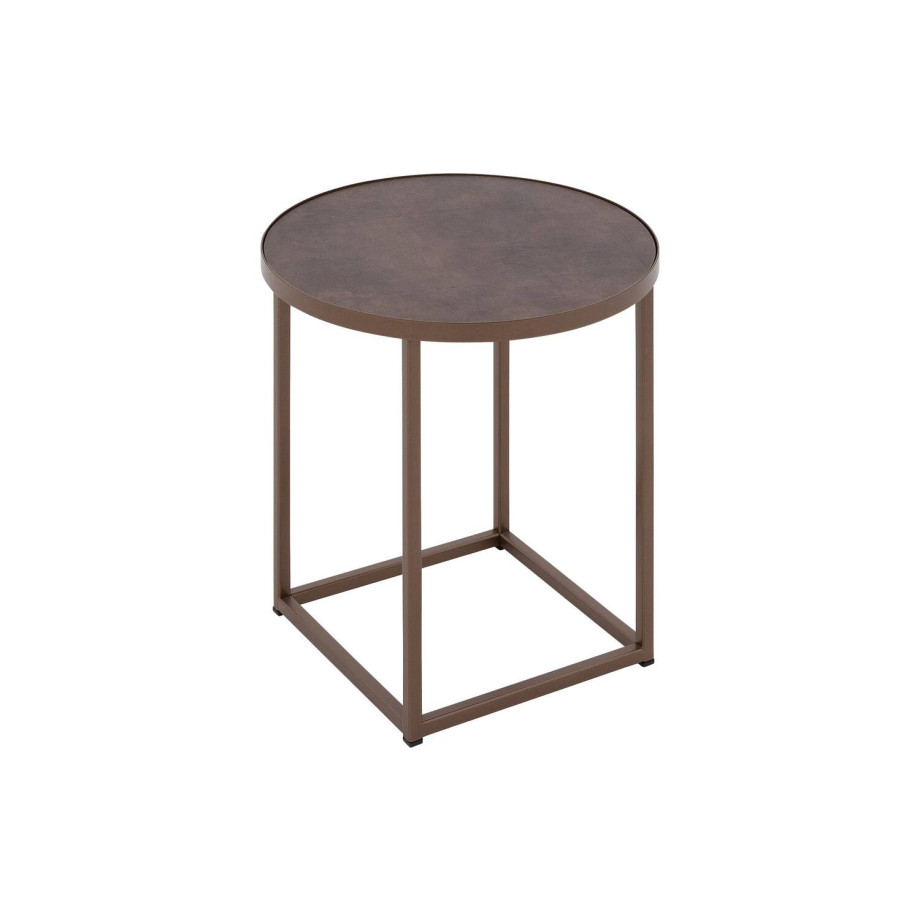 Goossens Salontafel Livia rond, kunstleer bruin, modern design, 41 x 42 x 41 cm afbeelding 1