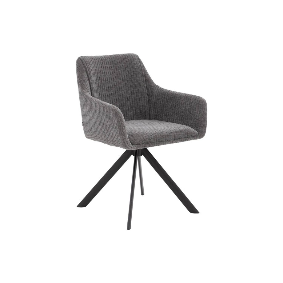 Goossens Eetkamerstoel Ysmay grijs stof graden draaibaar met armleuning, afbeelding 1