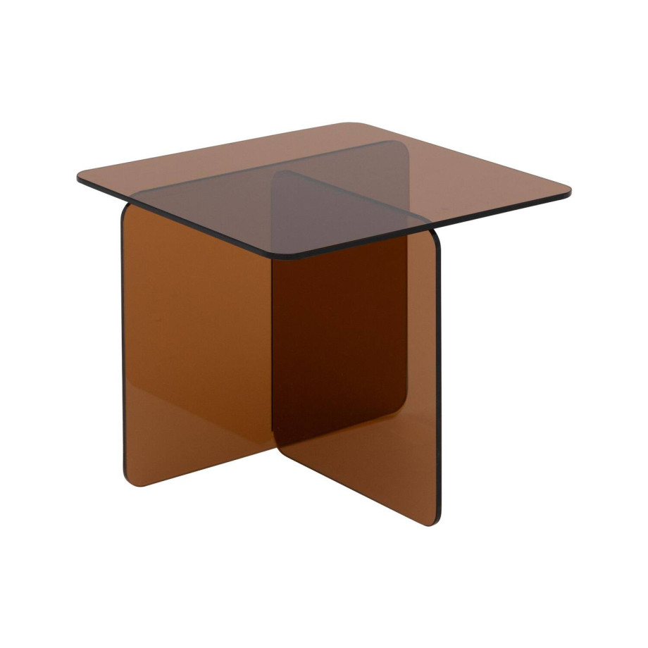 Goossens Salontafel Davey vierkant, glas donkerbruin, modern design, 50 x 46 x 50 cm afbeelding 1