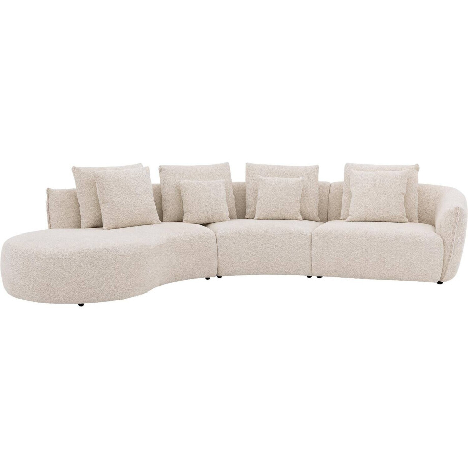 Goossens Bank Fay wit, stof, 1,5-zits, stijlvol landelijk met chaise longue links afbeelding 1