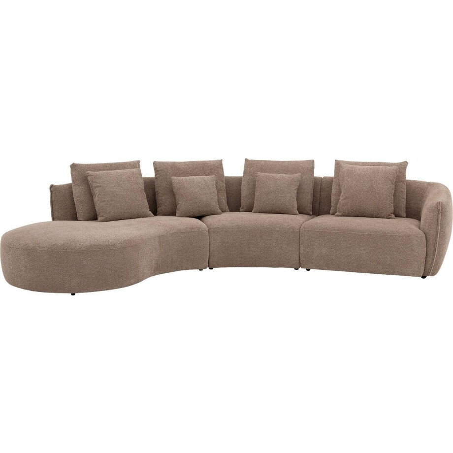 Goossens Bank Fay bruin, stof, 1,5-zits, stijlvol landelijk met chaise longue links afbeelding 1
