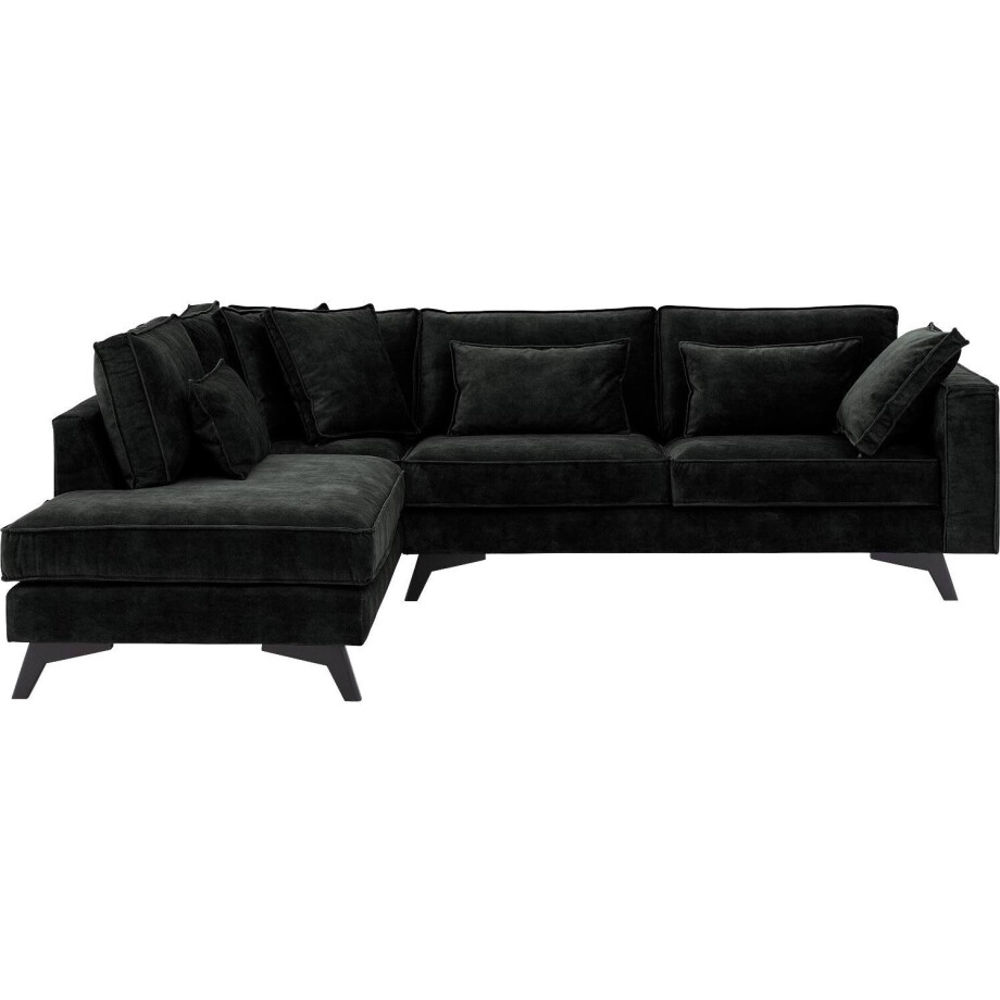 Goossens Bank Chambre zwart, stof, 3-zits, elegant chic met ligelement links Goossens Bank Chambre zwart, stof, 3-zits, elegant chic met ligelement links afbeelding 1