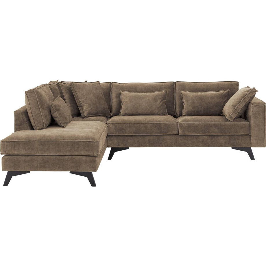 Goossens Bank Chambre bruin, stof, 3-zits, elegant chic met ligelement links Goossens Bank Chambre bruin, stof, 3-zits, elegant chic met ligelement links afbeelding 1