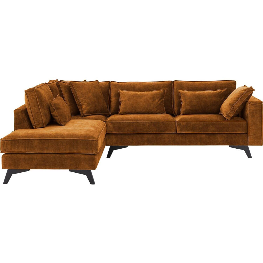 Goossens Bank Chambre cognac, stof, 3-zits, elegant chic met ligelement links Goossens Bank Chambre cognac, stof, 3-zits, elegant chic met ligelement links afbeelding 1