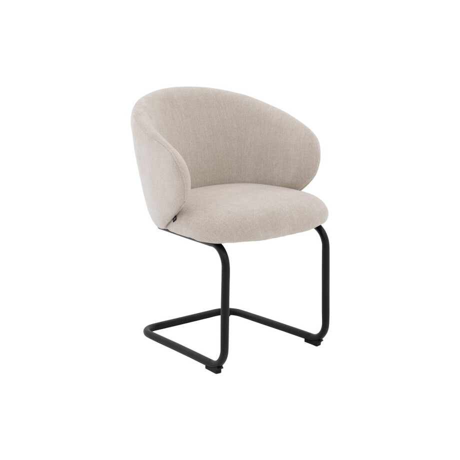 Goossens Stoel Noomi beige stof met armleuning, afbeelding 1