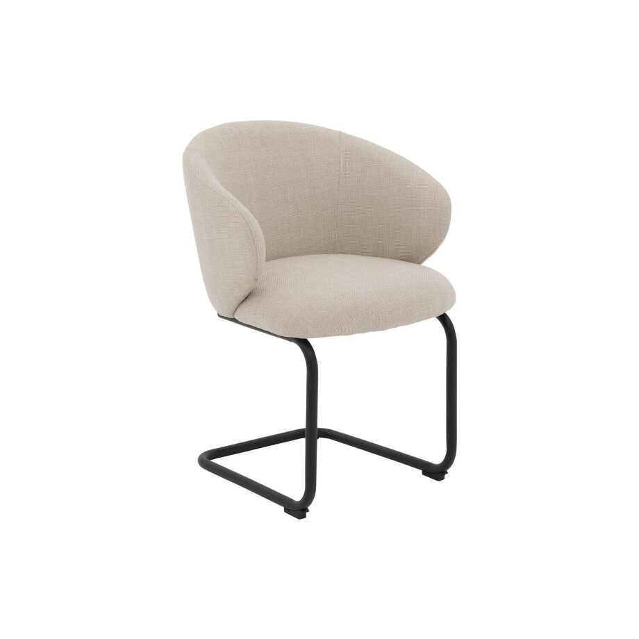 Goossens Stoel Noomi beige stof met armleuning, afbeelding 1