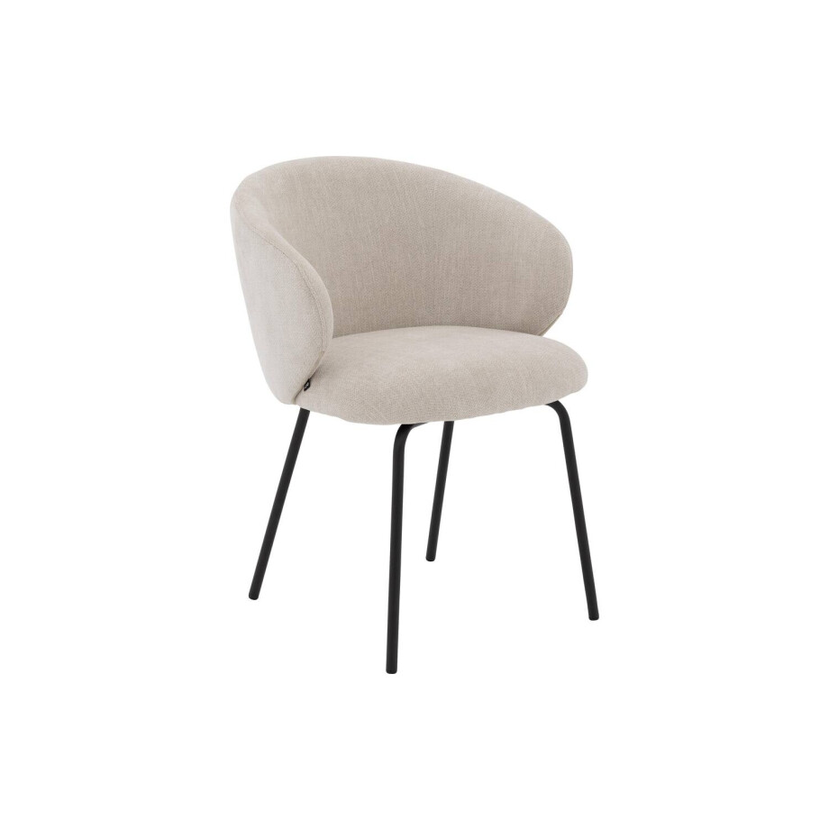 Goossens Stoel Noomi beige stof met armleuning, afbeelding 1