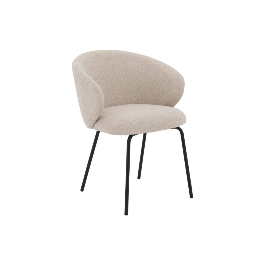 Goossens Stoel Noomi beige stof met armleuning, afbeelding 1