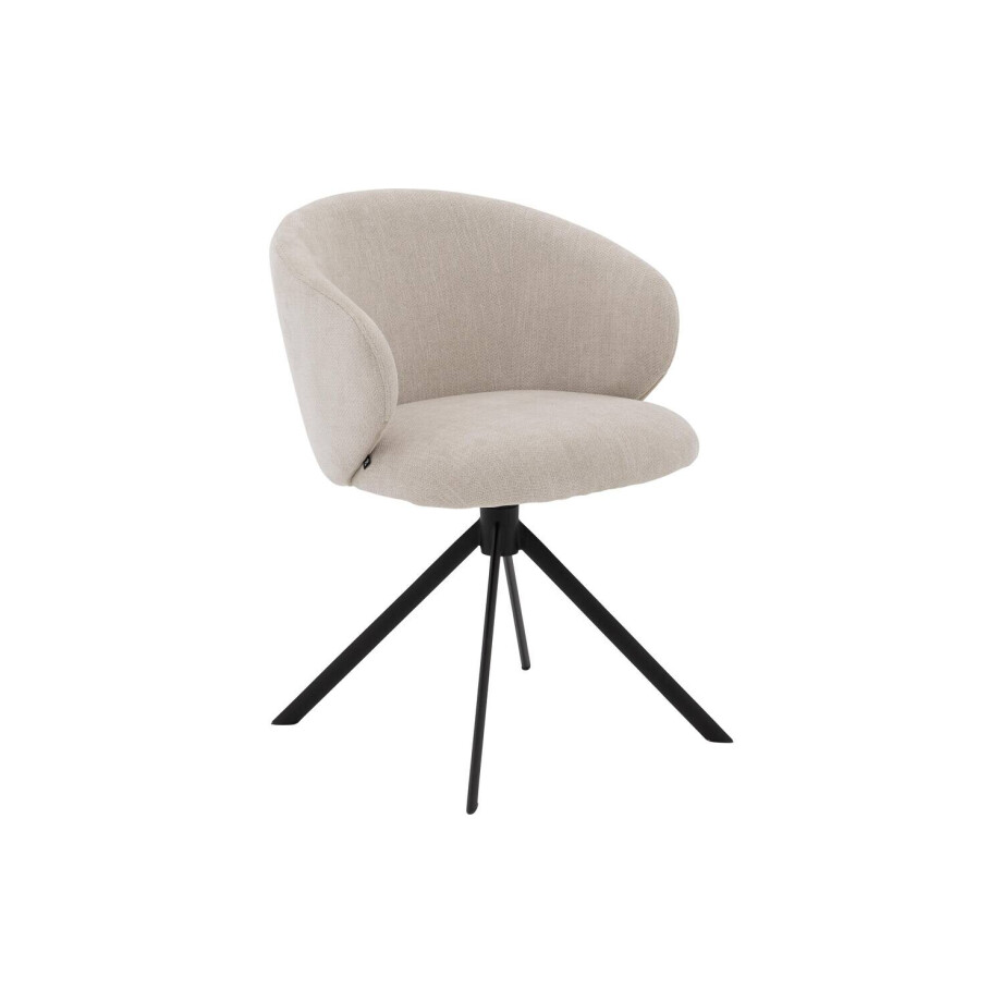 Goossens Stoel Noomi beige stof met armleuning, afbeelding 1