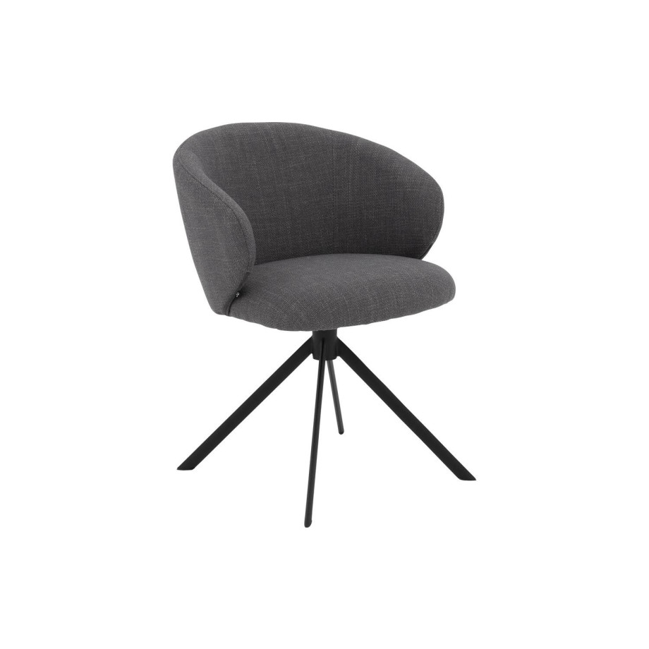 Goossens Stoel Noomi donkergrijs stof met armleuning, afbeelding 1