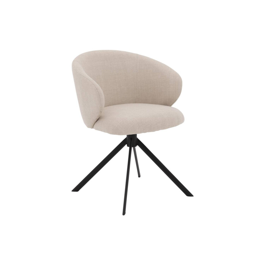 Goossens Stoel Noomi beige stof met armleuning, afbeelding 1