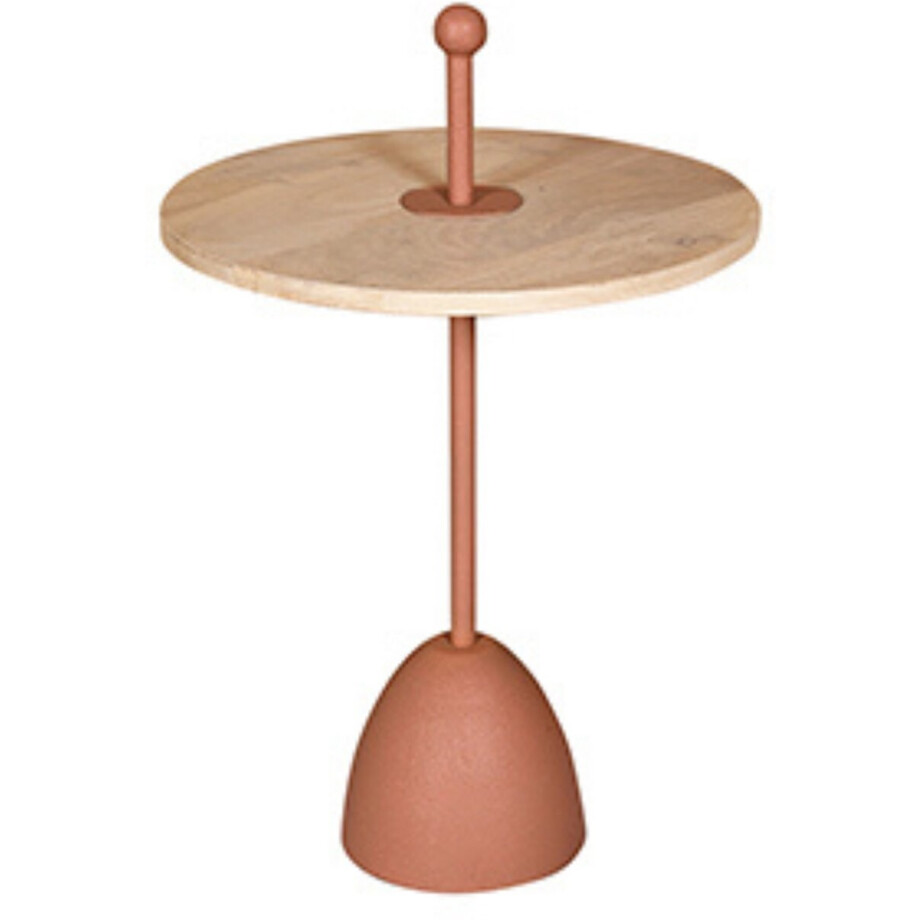 by Mooss - Bijzettafel - Peach Pink - Rond - Metaal - Hout - Naturel - Handvat - M - Ø 40 - Trendy by Mooss - Bijzettafel - Peach Pink - Rond - Metaal - Hout - Naturel - Handvat - M - Ø 40 - Trendy afbeelding 1