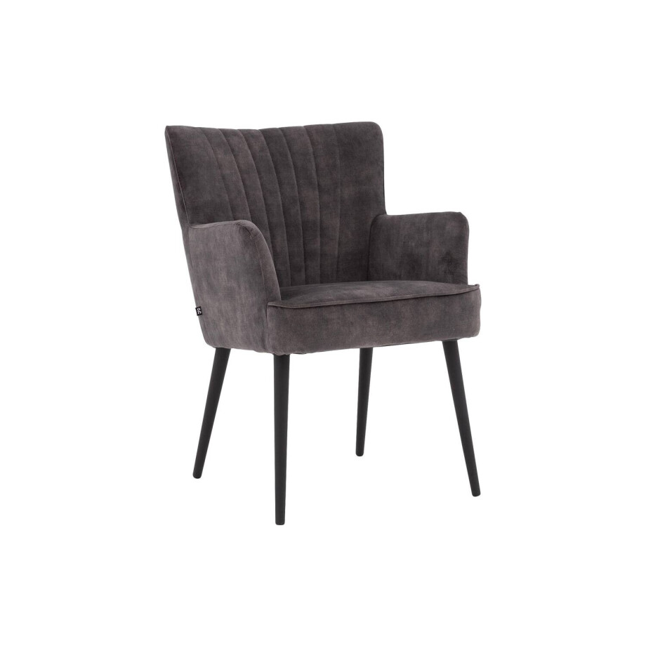 Goossens Eetkamerstoel Rob grijs stof met armleuning, urban industrieel Goossens Eetkamerstoel Rob grijs stof met armleuning, urban industrieel afbeelding 1