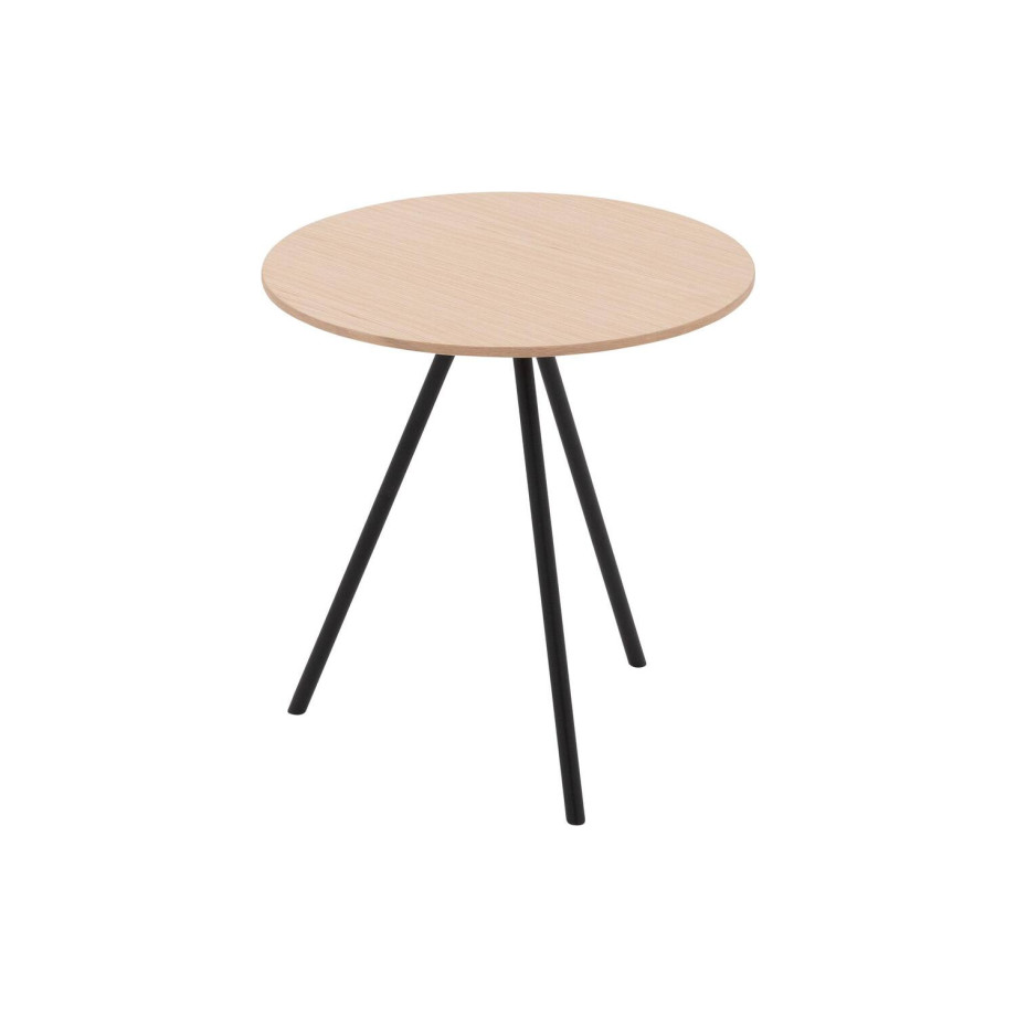 Goossens Salontafel Bo rond, hout eiken wit, modern design, 40 x 42 x 40 cm afbeelding 1