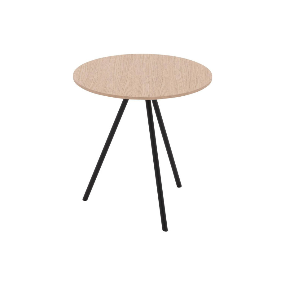 Goossens Salontafel Bo rond, hout eiken wit, modern design, 40 x 42 x 40 cm afbeelding 1