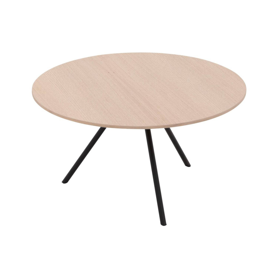 Goossens Salontafel Bo rond, hout eiken wit, modern design, 60 x 36 x 60 cm afbeelding 1