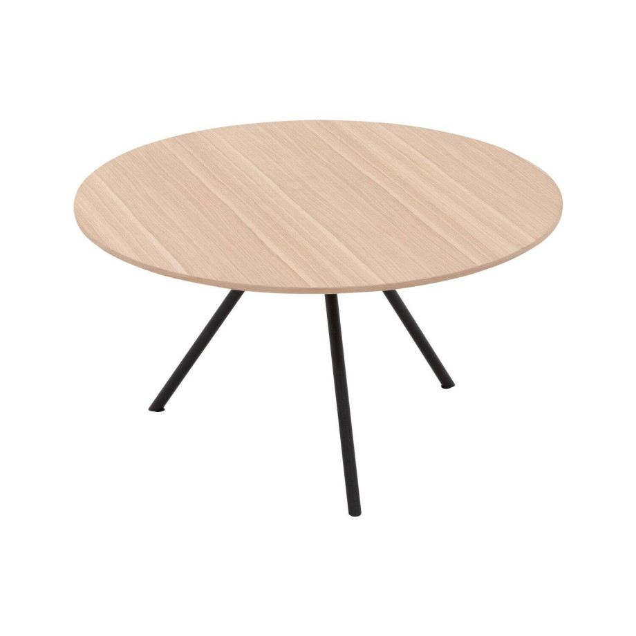 Goossens Salontafel Bo rond, hout eiken wit, modern design, 60 x 36 x 60 cm afbeelding 1