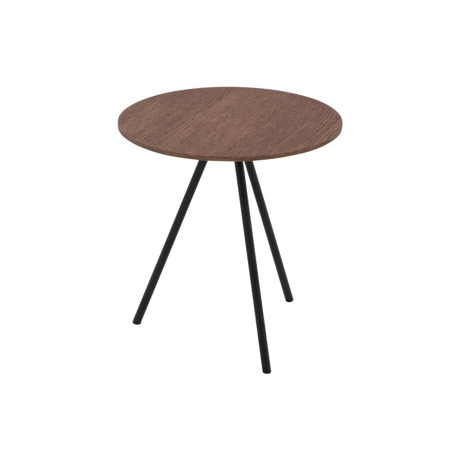 Goossens Salontafel Bo rond, hout eiken donker bruin, modern design, 40 x 42 x 40 cm afbeelding 1