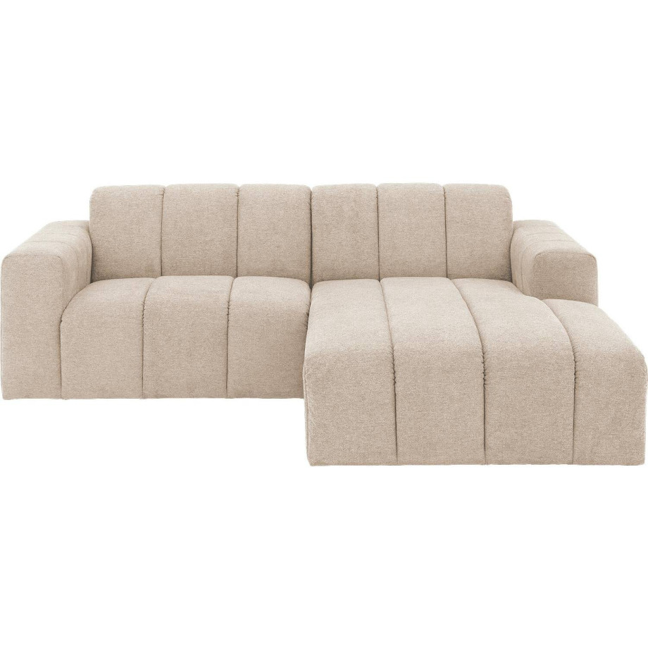 Goossens Bank Lewis bruin, stof, 1,5-zits, modern design met chaise longue rechts afbeelding 1