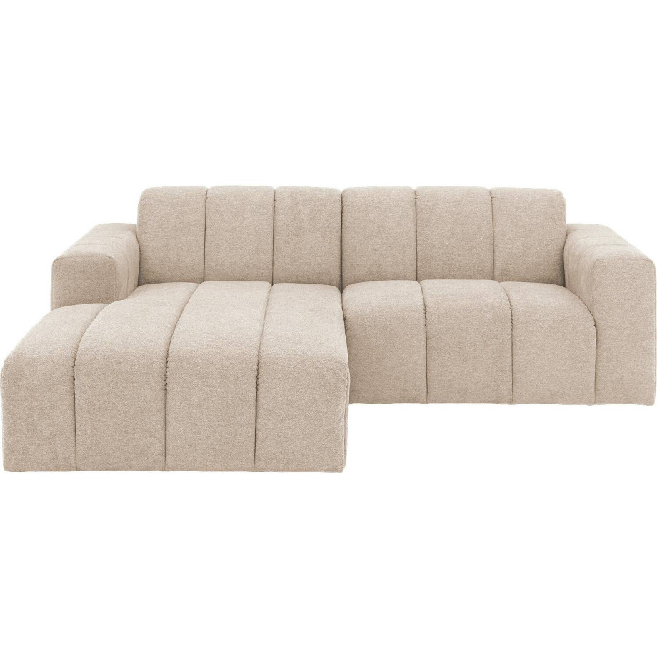 Goossens Bank Lewis bruin, stof, 1,5-zits, modern design met chaise longue links afbeelding 1