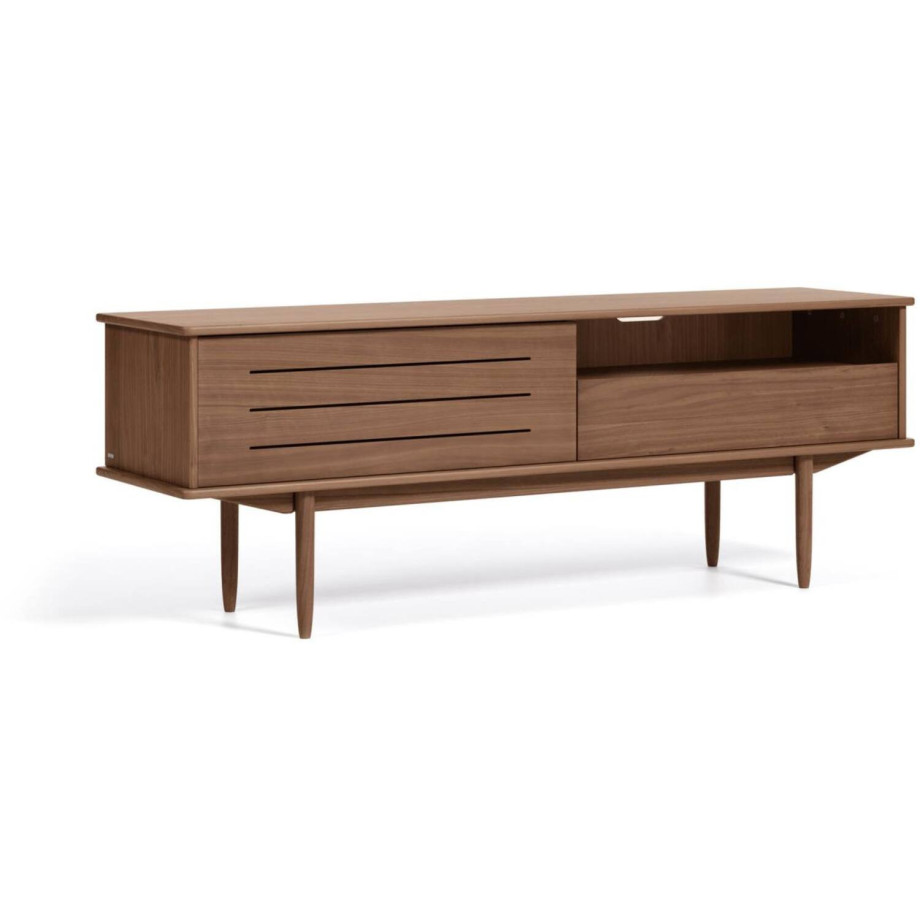 Kave Home Kave Home Dressoir Carolin, Carolin tv-meubel in walnotenhoutfineer met één deur en lade, 180 x 63,5 cm (mtk0209) afbeelding 