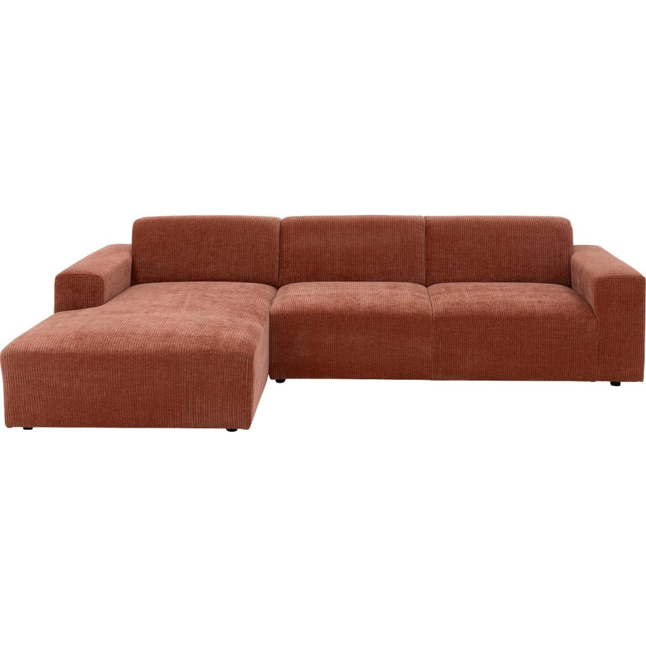 Goossens Bank Jamy roze, stof, 2,5-zits, stijlvol landelijk met chaise longue links afbeelding 1