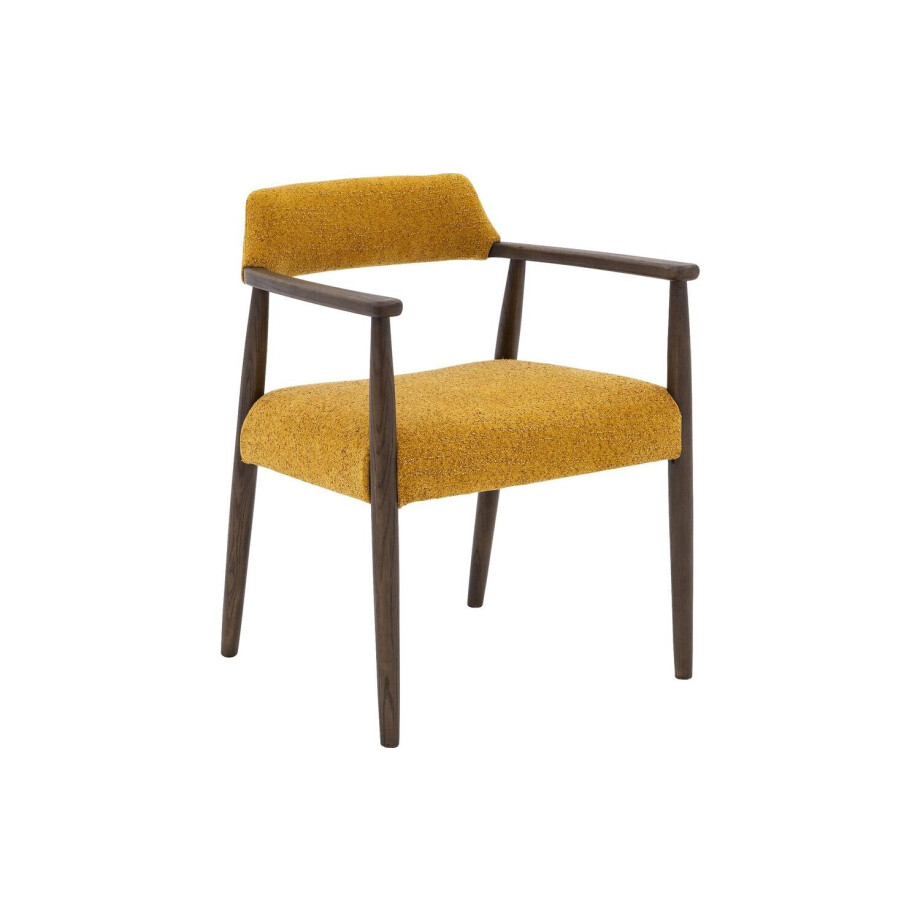 Goossens Eetkamerstoel Jesper geel stof met armleuning, afbeelding 1