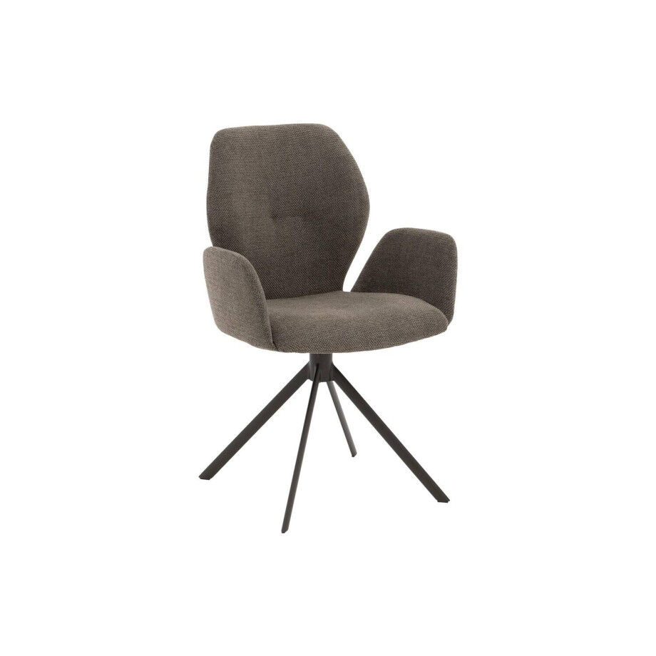 Goossens Eetkamerstoel Hera groen stof met armleuning, modern design afbeelding 1