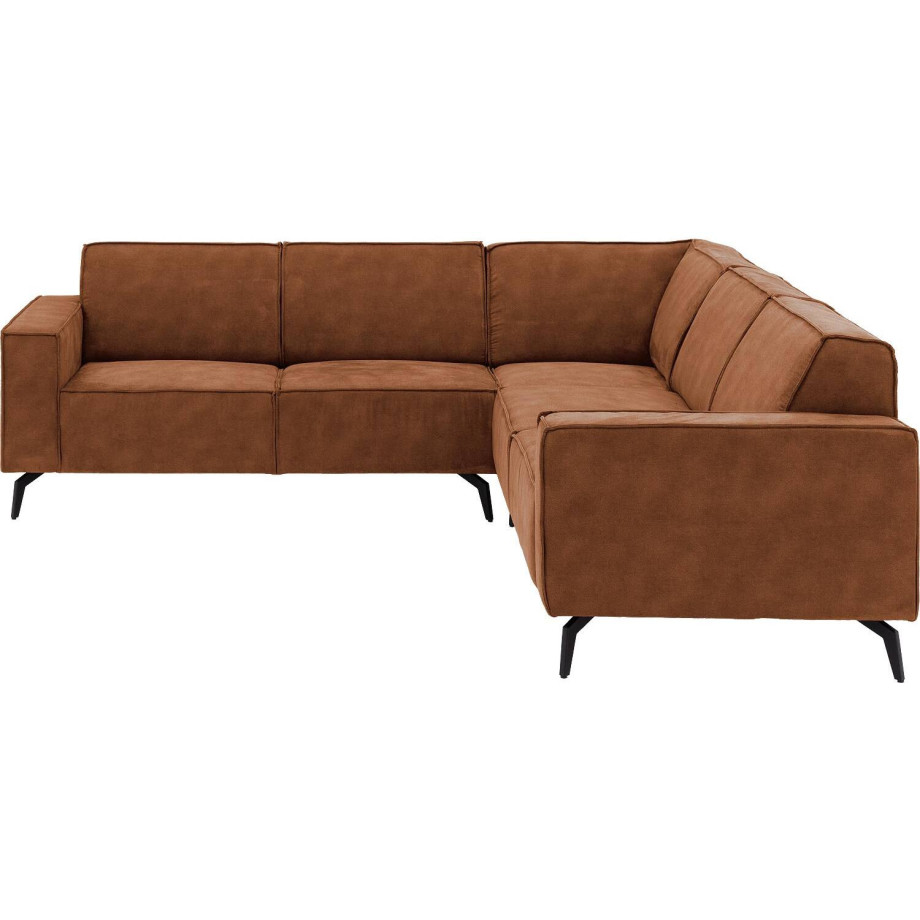 Goossens Hoekbank Hercules bruin, microvezel, 2-zits, modern design Goossens Hoekbank Hercules bruin, microvezel, 2-zits, modern design afbeelding 1