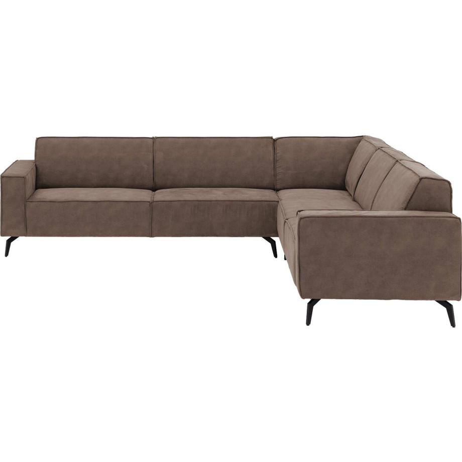 Goossens Hoekbank Hercules bruin, microvezel, 3-zits, modern design Goossens Hoekbank Hercules bruin, microvezel, 3-zits, modern design afbeelding 1