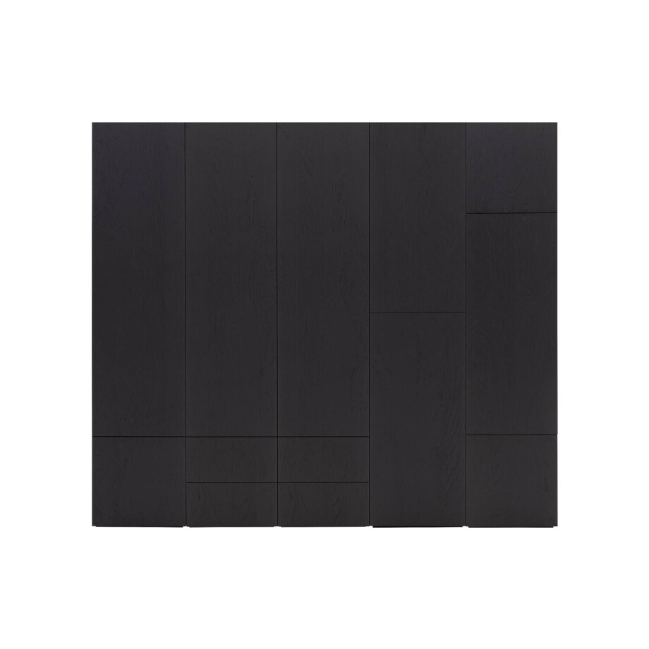 Goossens Kast Systeem Malaga Online, Opstelling compleet 5 elementen 250 cm b start met module 3 inclusief ladeblok en extra legplank afbeelding 1