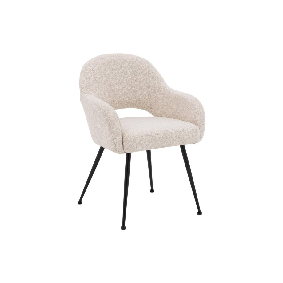 Goossens Eetkamerstoel Briggen beige stof met armleuning, afbeelding 1