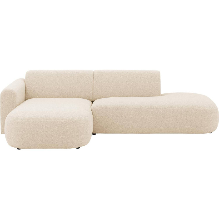 Goossens Basic wit, stof, modern design met chaise longue links afbeelding 1