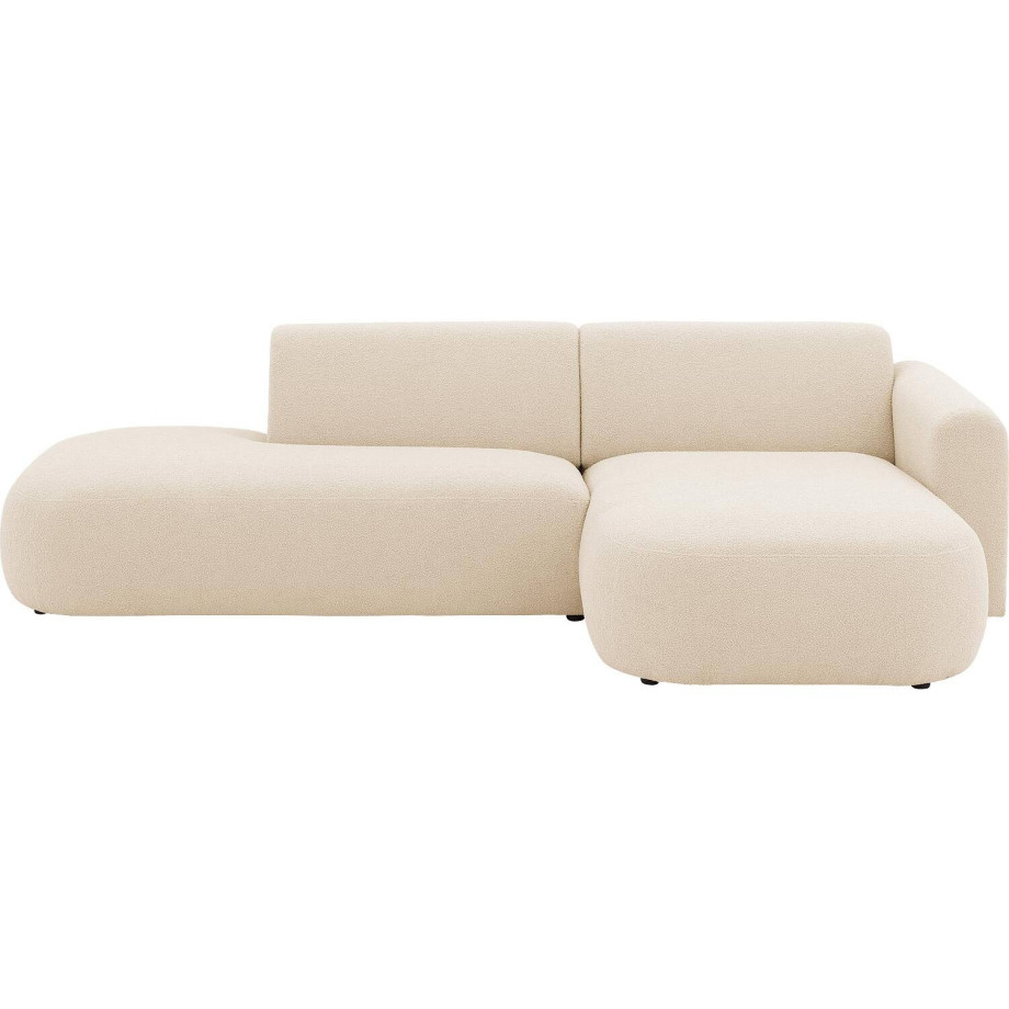 Goossens Basic wit, stof, modern design met chaise longue rechts afbeelding 1