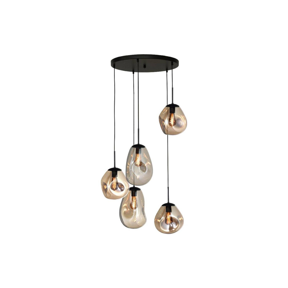 Goossens Hanglamp Lava, Hanglamp met 5 lichtpunten (base Ø 50 cm) Goossens Hanglamp Lava, Hanglamp met 5 lichtpunten (base Ø 50 cm) afbeelding 1