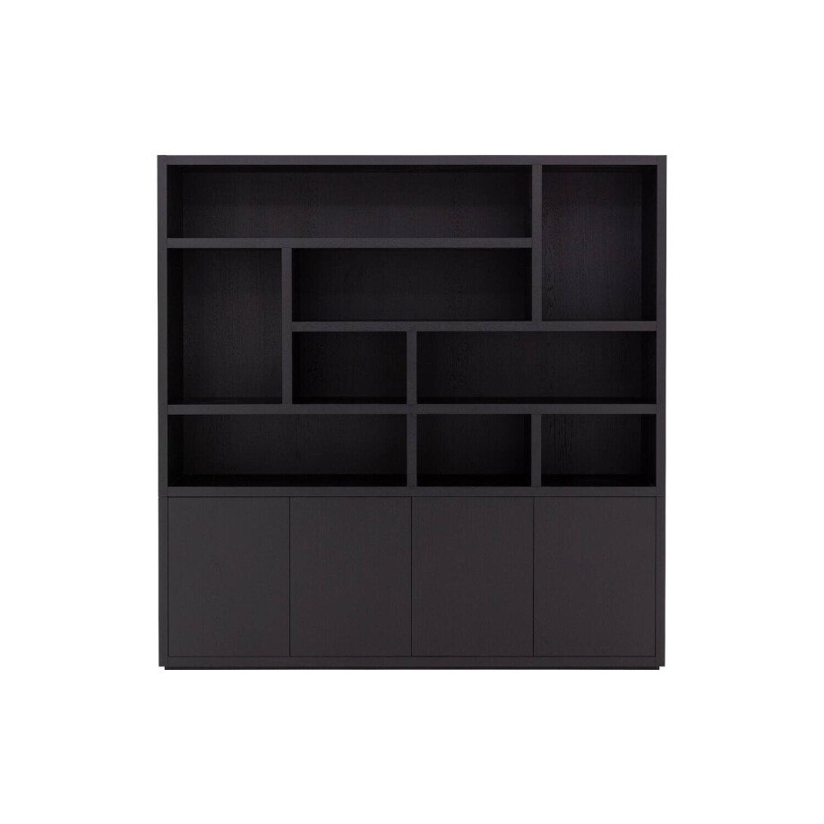Goossens Buffetkast Barcelona, 4 deuren 9 open vakken (verticale layout), zwart eiken, 208 x 212 x 45 cm, stijlvol landelijk Goossens Buffetkast Barcelona, 4 deuren 9 open vakken (verticale layout), zwart eiken, 208 x 212 x 45 cm, stijlvol landelijk afbeelding 1