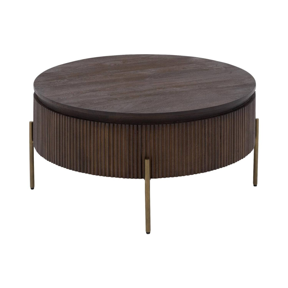 Goossens Salontafel Dagmar rond, hout mango bruin,, 90 x 45 x 90 cm afbeelding 1