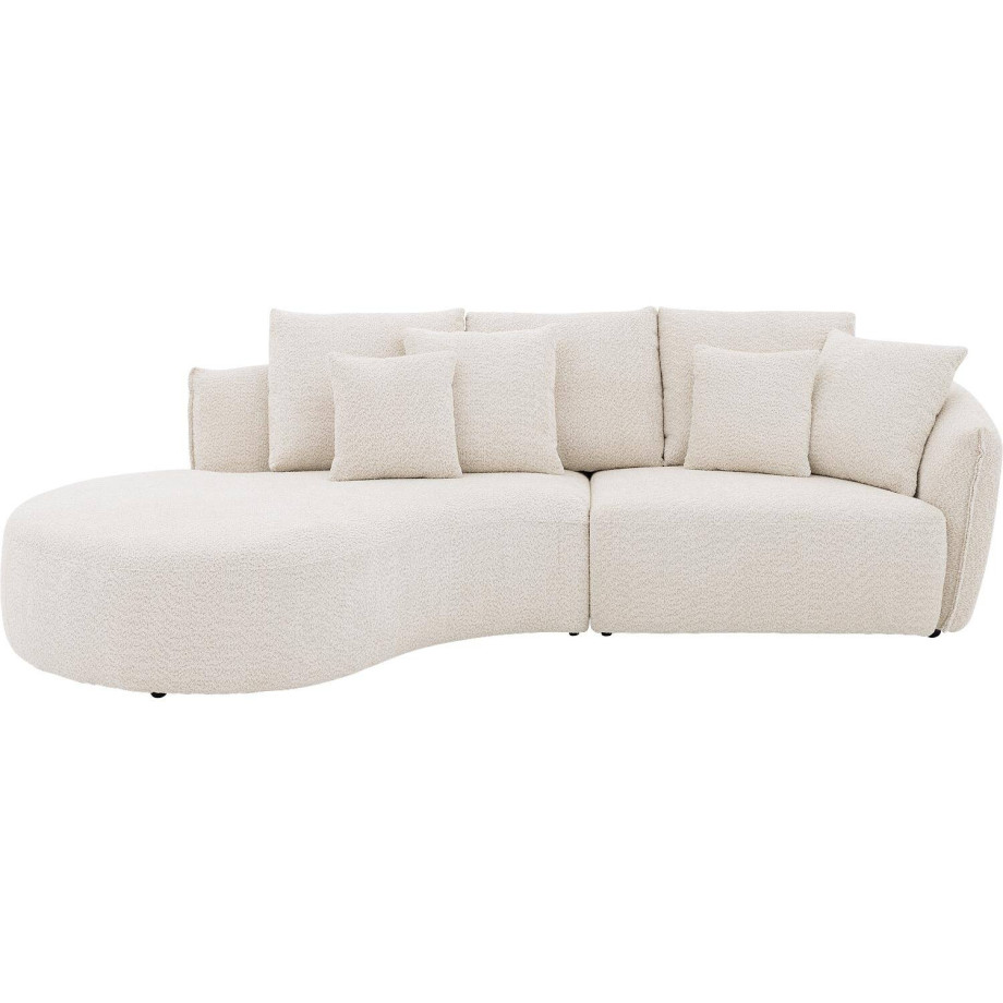 Goossens Bank Fay wit, stof, 1,5-zits, stijlvol landelijk met chaise longue links afbeelding 1