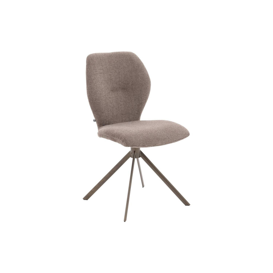 Goossens Eetkamerstoel Hera bruin stof leuning, modern design Goossens Eetkamerstoel Hera bruin stof leuning, modern design afbeelding 1